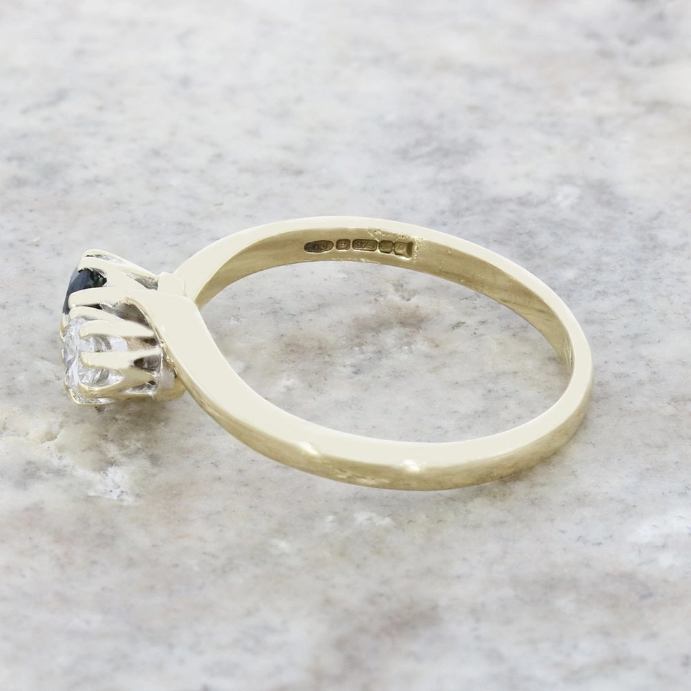 Pre Owned 9ct Yellow Gold Sapphire and Diamond Ladies Ring