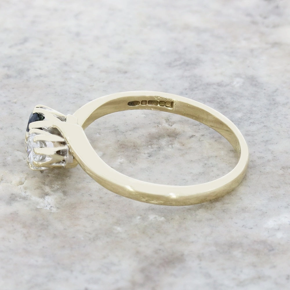 Pre Owned 9ct Yellow Gold Sapphire and Diamond Ladies Ring