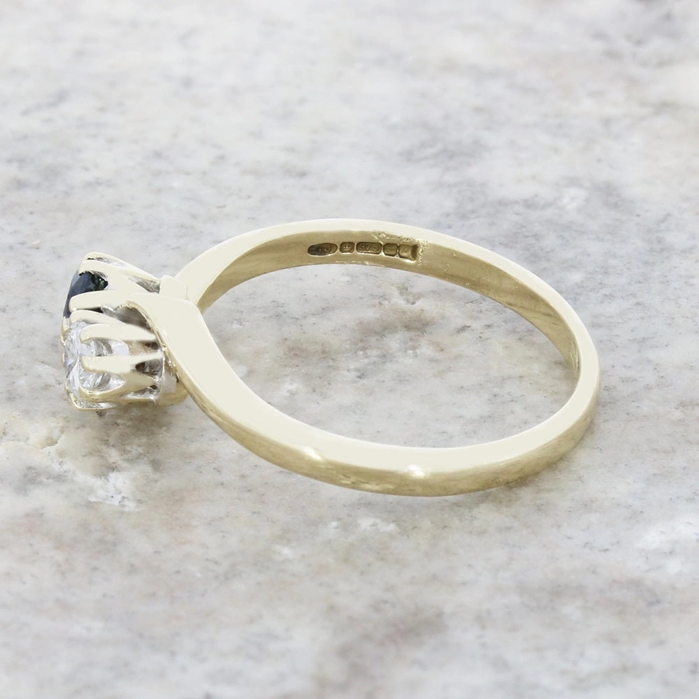 Pre Owned 9ct Yellow Gold Sapphire and Diamond Ladies Ring