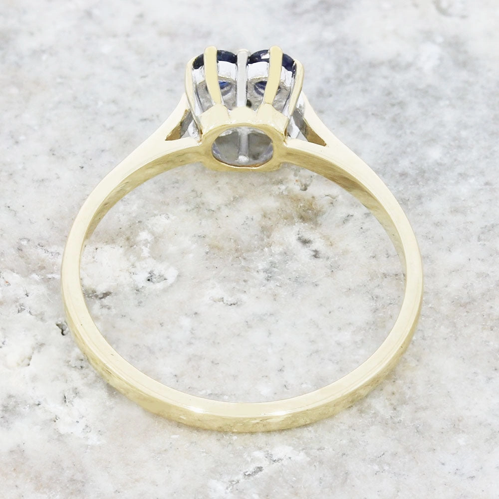 Pre Owned 9ct Yellow Gold Sapphire and Diamond Ring