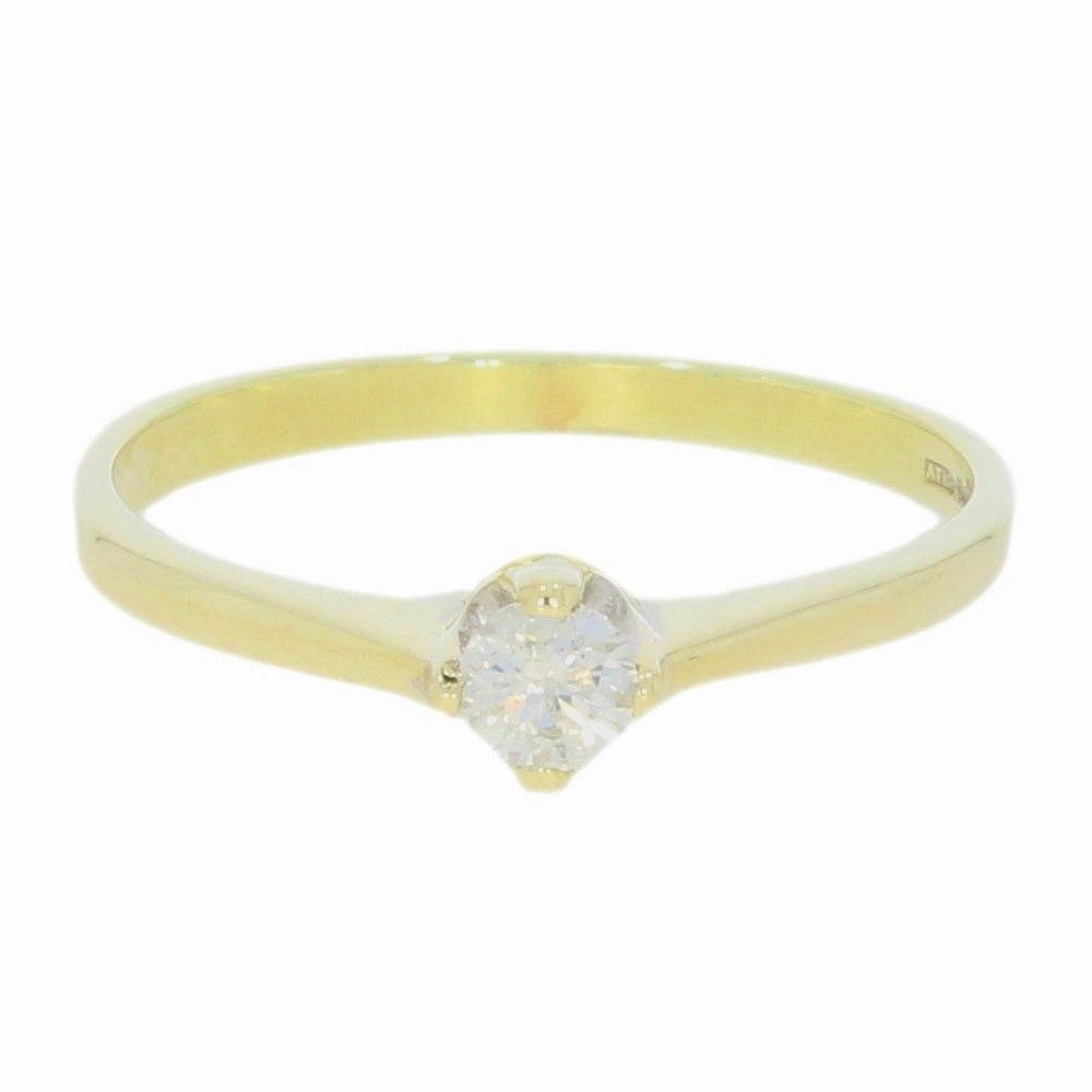 Pre Owned 9ct Yellow Gold Solitaire 0.15ct Diamond Ring