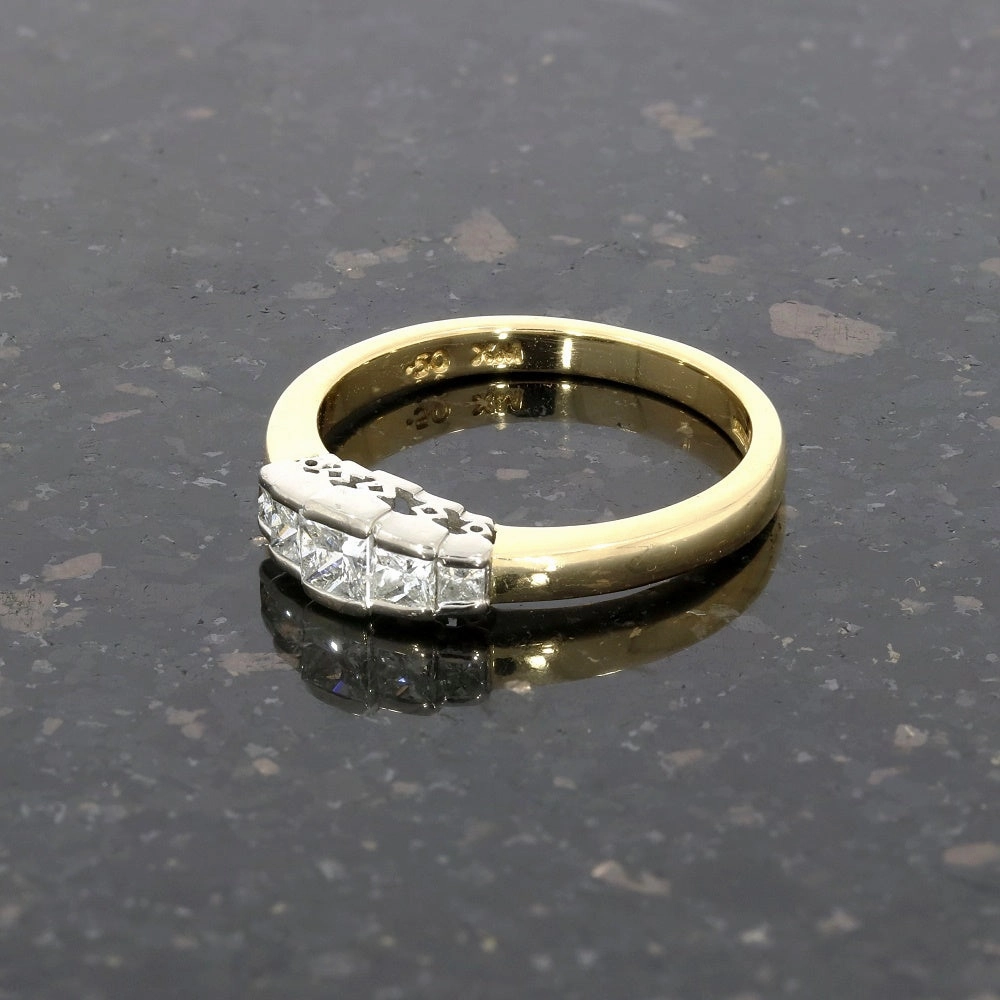 Pre Owned Ladies 18ct Yellow Gold 0.50cts Princess Cut Diamond Five Stone Ring