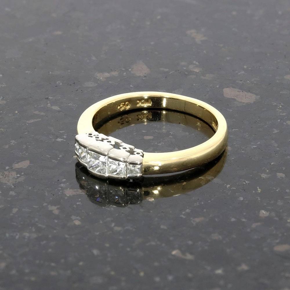 Pre Owned Ladies 18ct Yellow Gold 0.50cts Princess Cut Diamond Five Stone Ring