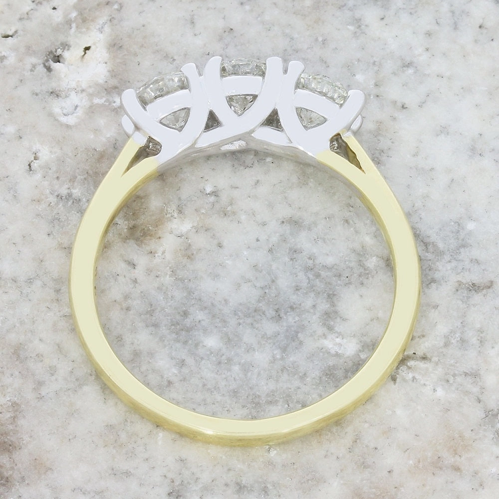 Pre Owned Ladies 18ct Yellow Gold 1.37cts Diamond Trilogy Ring