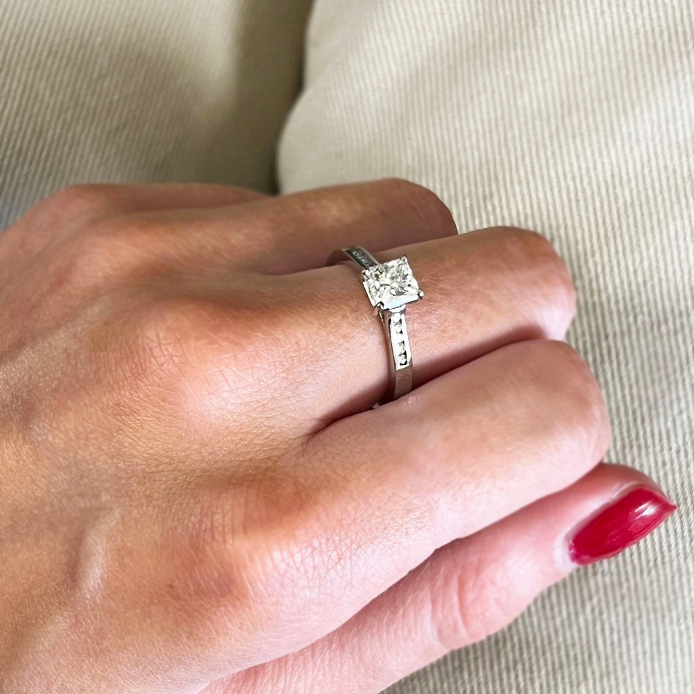 Pre Owned Palladium 1.05cts Princess Cut Diamond Solitaire Ring
