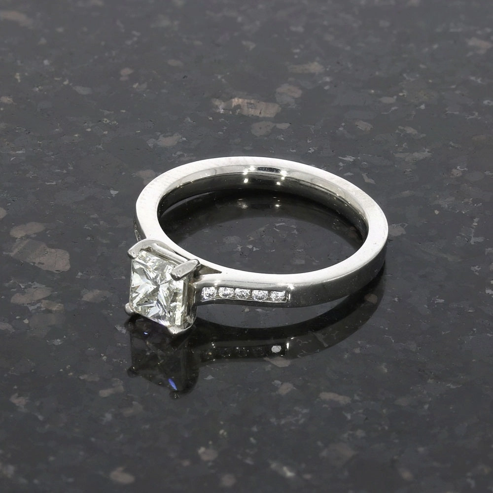 Pre Owned Palladium 1.05cts Princess Cut Diamond Solitaire Ring