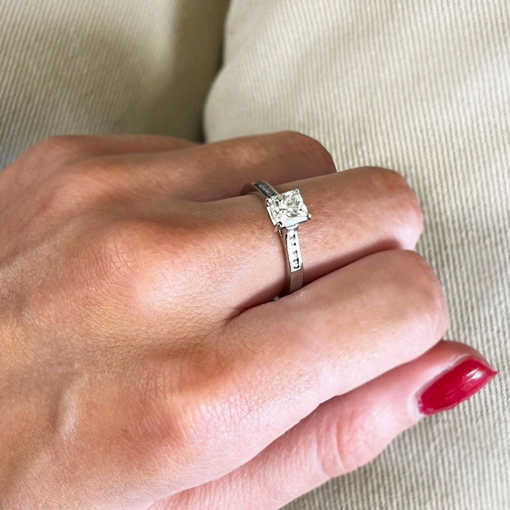 Pre Owned Palladium 1.05cts Princess Cut Diamond Solitaire Ring