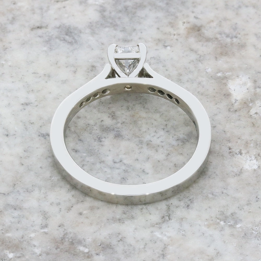 Pre Owned Palladium Emerald Cut 0.65cts Diamond Ring