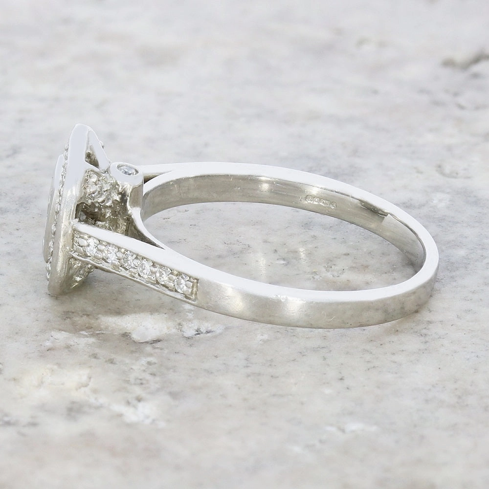 Pre Owned Platinum 0.50cts Diamond Princess Halo Ring