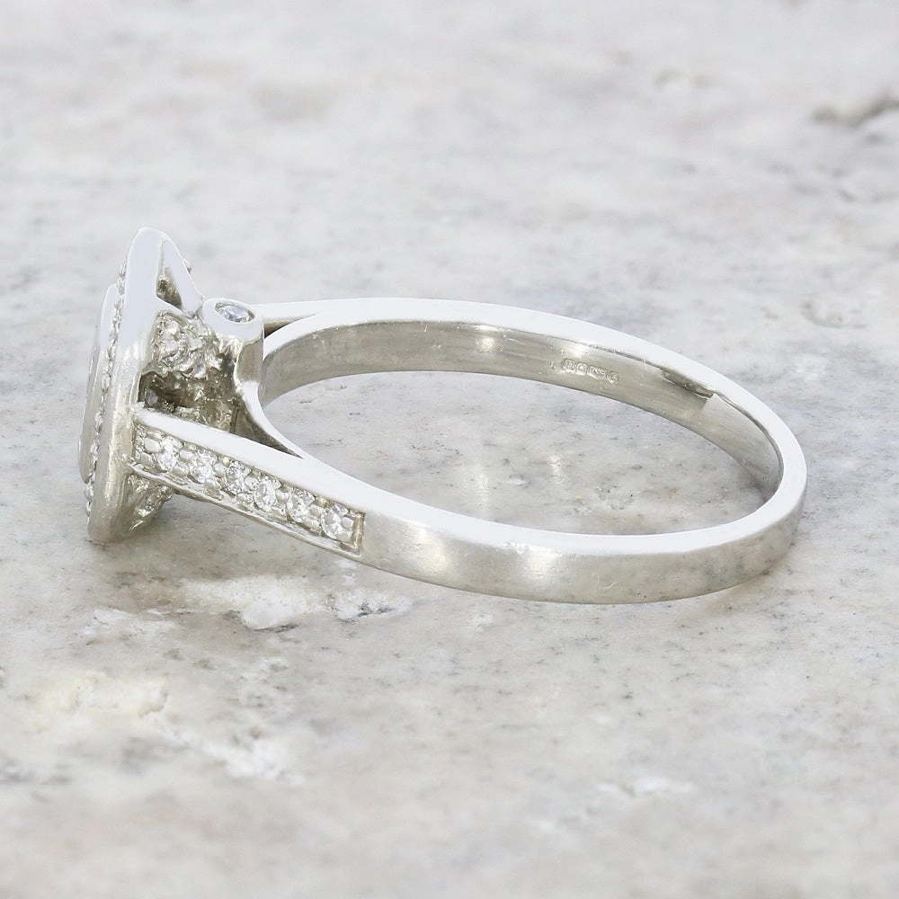 Pre Owned Platinum 0.50cts Diamond Princess Halo Ring