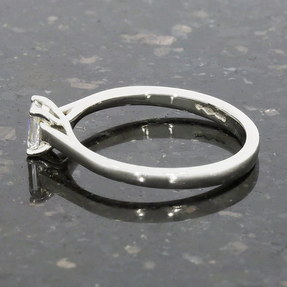 Pre Owned Platinum Emerald Cut Diamond Solitaire Ring