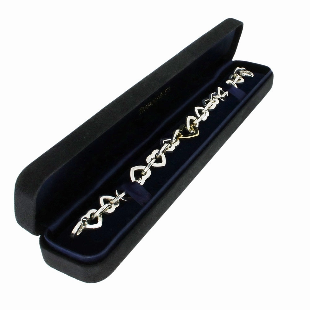 Pre Owned Tiffany & Co Sterling Silver and 18ct Gold Heart Link Bracelet