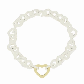 Pre Owned Tiffany & Co Sterling Silver and 18ct Gold Heart Link Bracelet