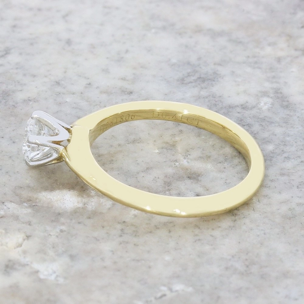 Pre Owned Tiffany and Co 18ct Yellow Gold Diamond Solitaire Ring Set