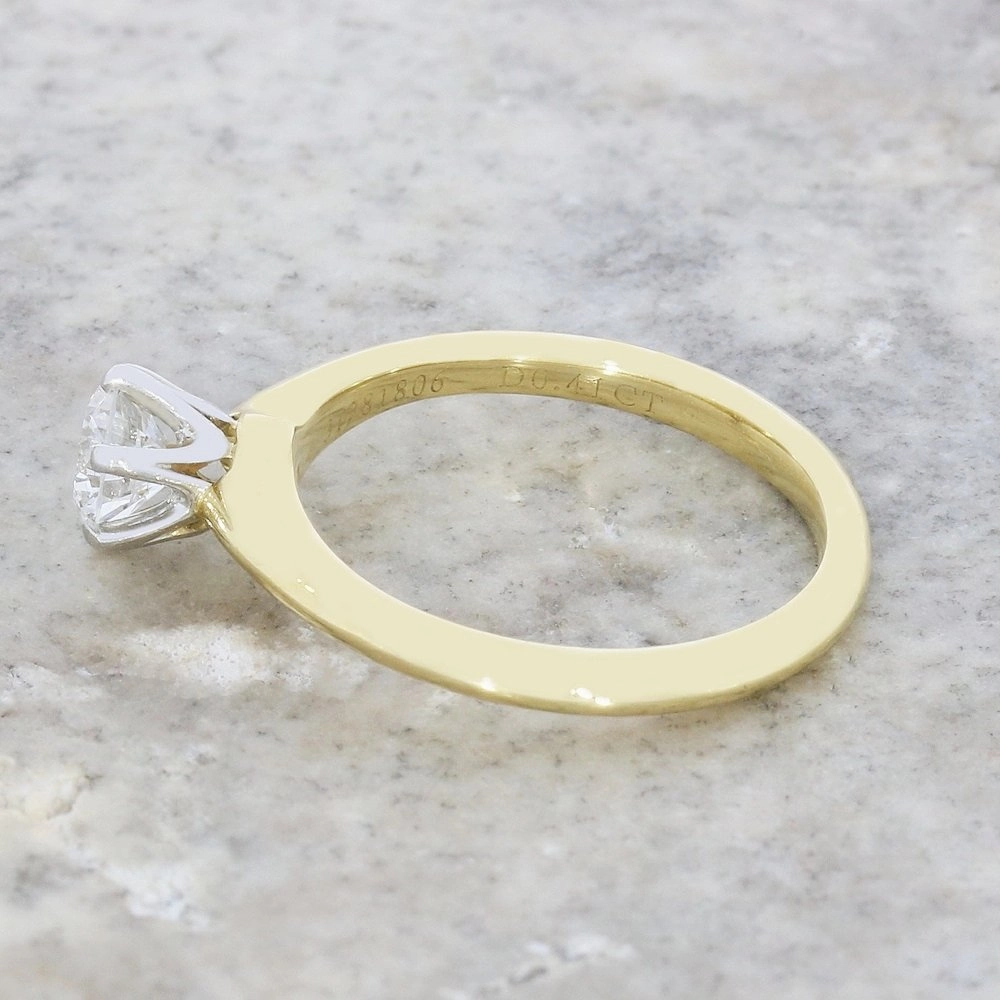 Pre Owned Tiffany and Co 18ct Yellow Gold Diamond Solitaire Ring Set