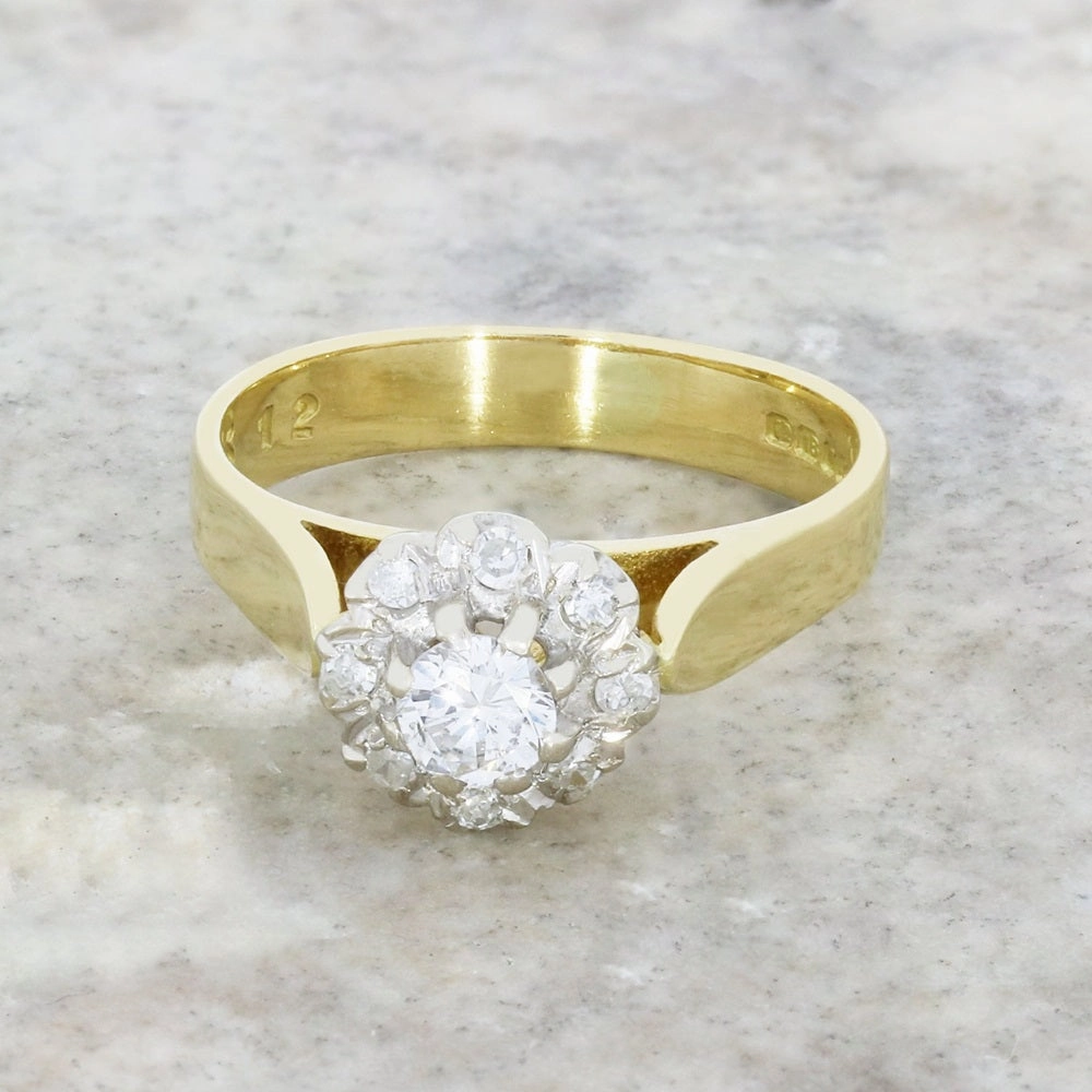 Pre Owned Vintage Style 18ct Yellow Gold Diamond Cluster Ring