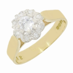 Pre Owned Vintage Style 18ct Yellow Gold Diamond Cluster Ring