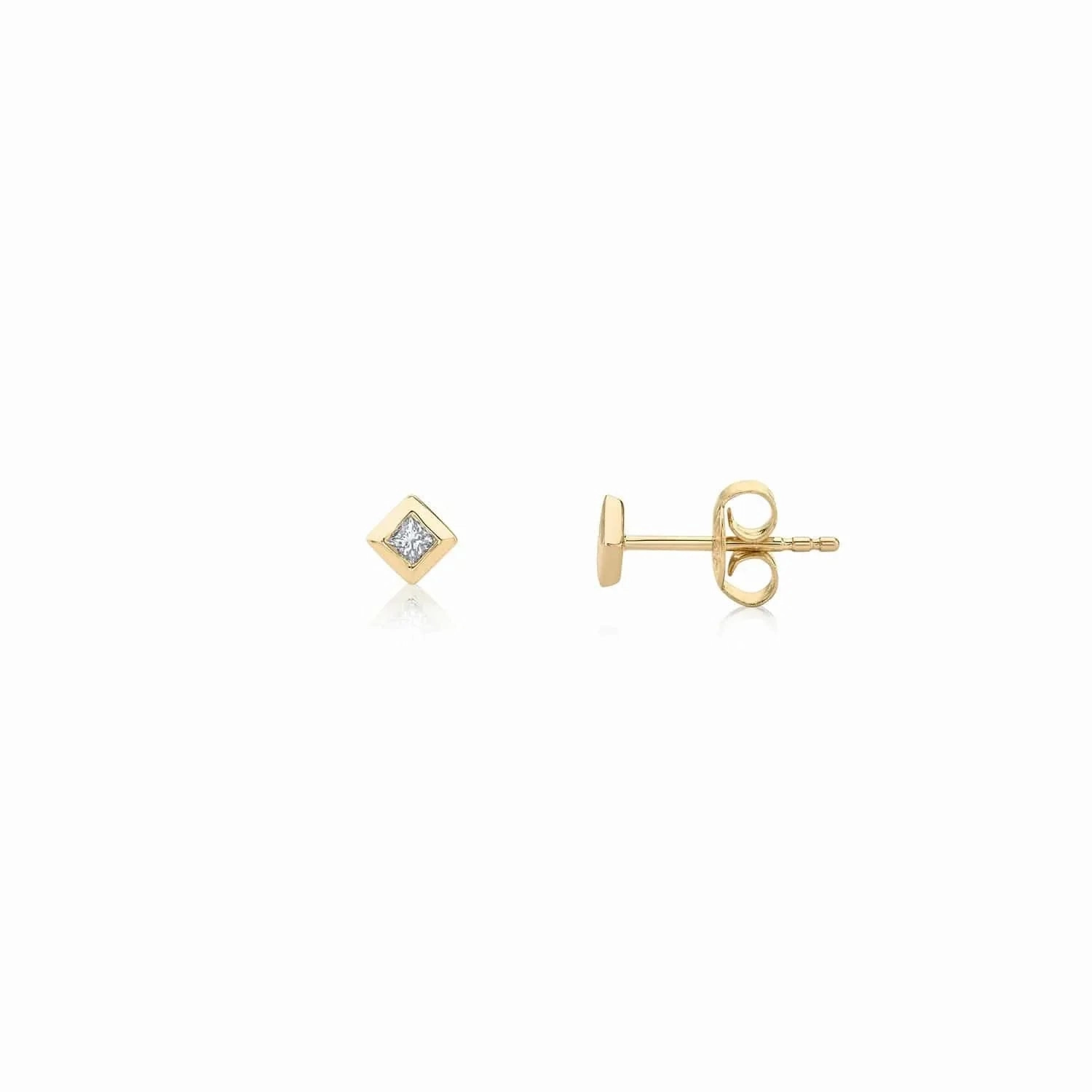 Princess Bezel Stud Earrings ER418YG