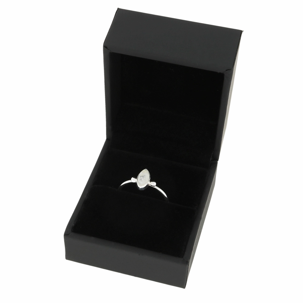 Rainbow Moonstone Marquise Sterling Silver Ring