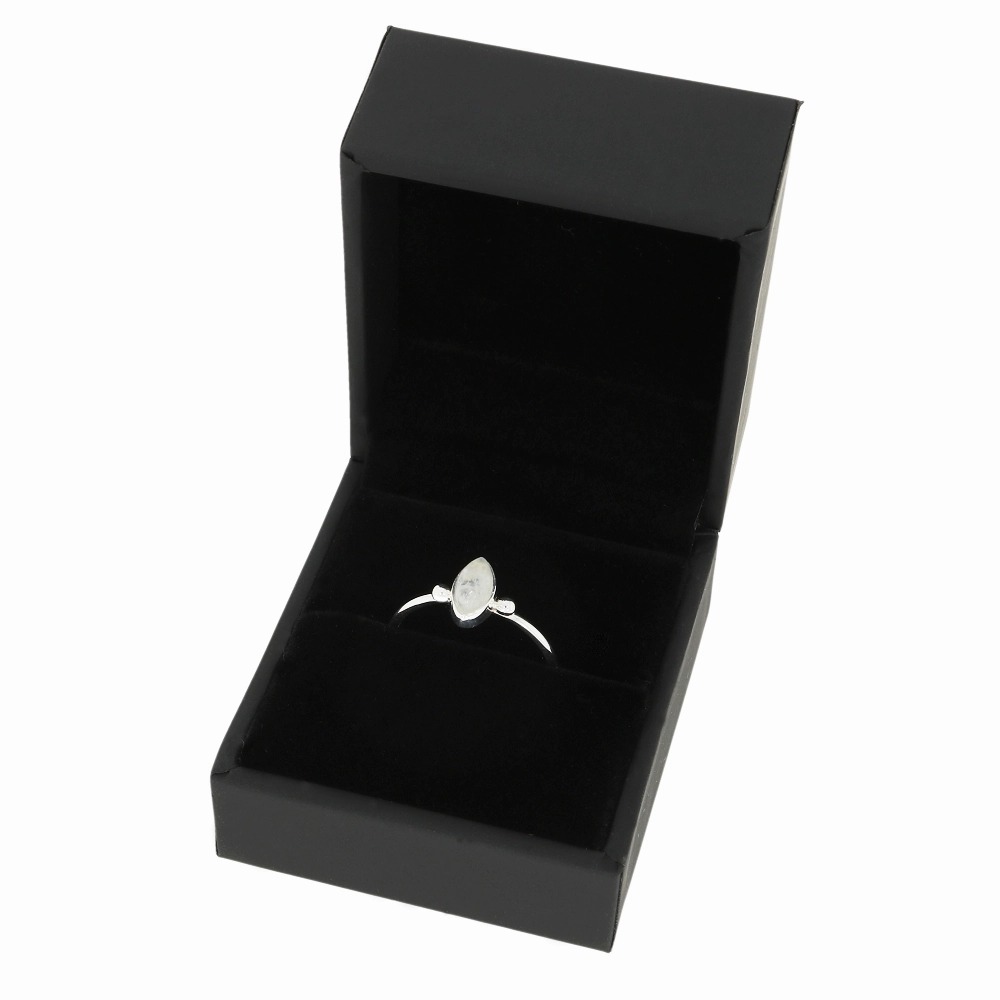 Rainbow Moonstone Marquise Sterling Silver Ring