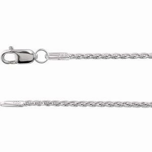 Rhodium-Plated Sterling Silver 1.25 mm Wheat 16" Chain