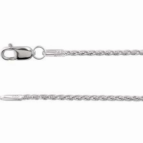 Rhodium-Plated Sterling Silver 1.25 mm Wheat 16" Chain