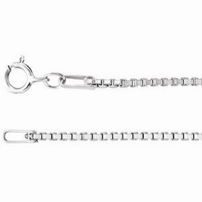 Rhodium-Plated Sterling Silver 1.3 mm Diamond-Cut Box 16" Chain