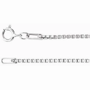 Rhodium-Plated Sterling Silver 1.3 mm Diamond-Cut Box 16" Chain
