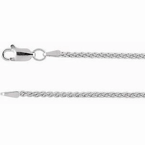 Rhodium-Plated Sterling Silver 1.8 mm Wheat 16" Chain