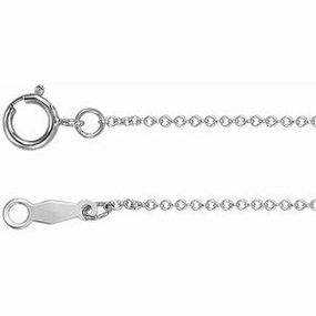 Rhodium-Plated Sterling Silver 1 mm Cable 20" Chain