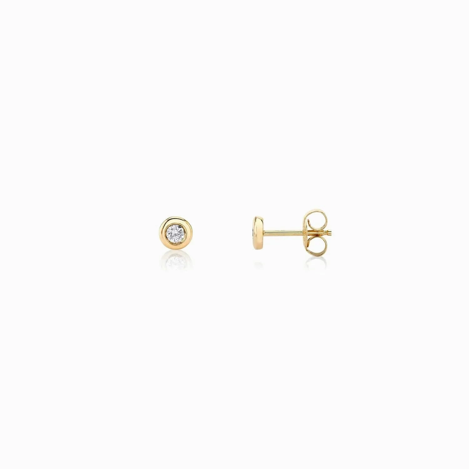 Round Bezel Stud Earrings ER417YG