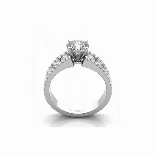 S Kashi & Sons Side Stone Engagement Ring EN7008WG
