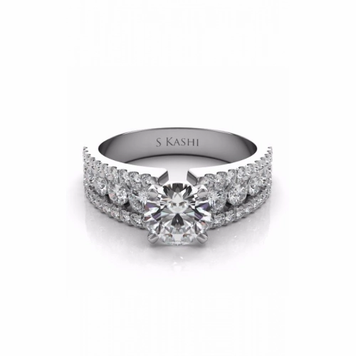 S Kashi & Sons Side Stone Engagement Ring EN7008WG
