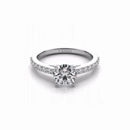 S Kashi & Sons Side Stone Engagement Ring EN7344WG