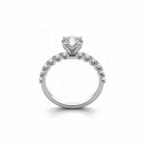 S Kashi & Sons Side Stone Engagement Ring EN7637WG