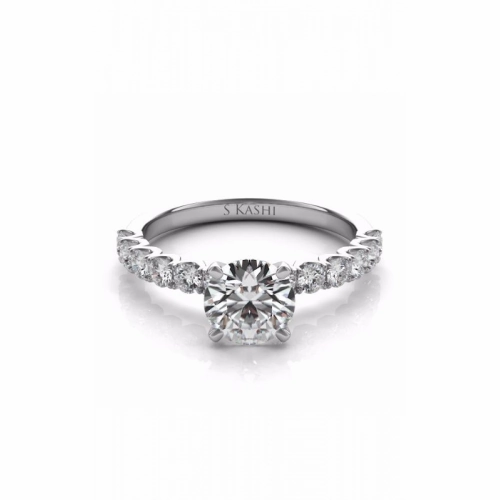 S Kashi & Sons Side Stone Engagement Ring EN7637WG
