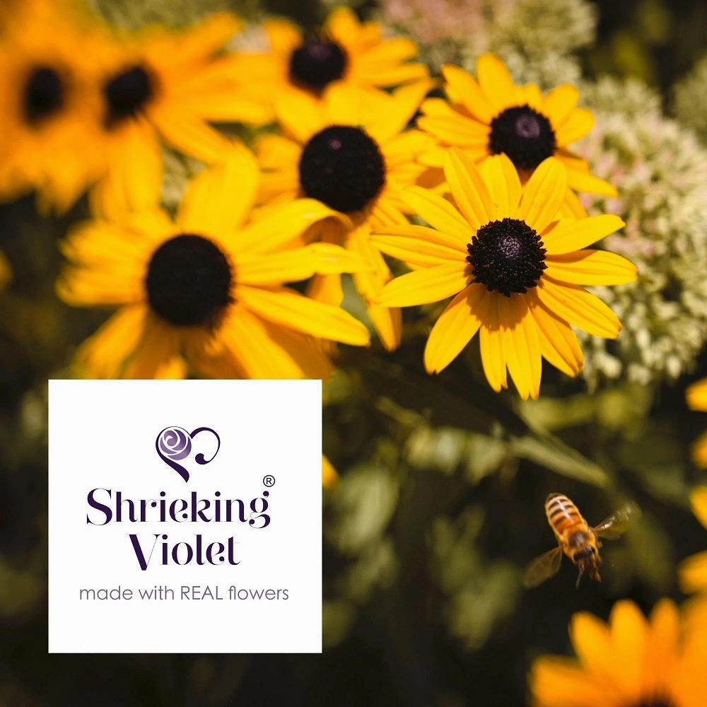 Shrieking Violet Real Flower Sunflower Silver Ring SRA-01