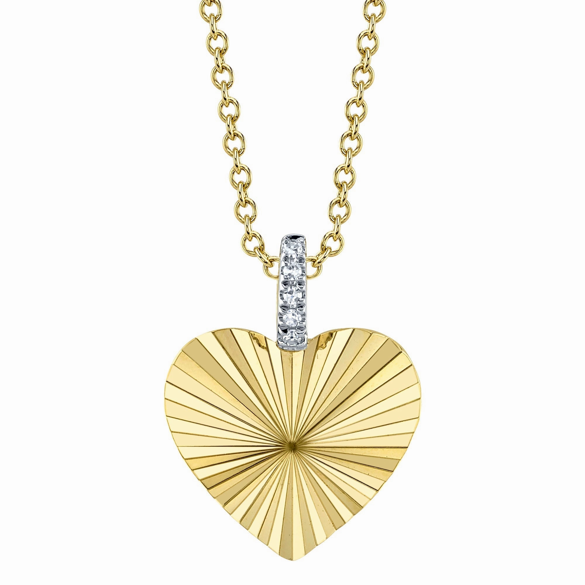Shy Creation 0.01Ct Diamond Ribbed Heart Necklace SC22009478RD