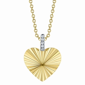 Shy Creation 0.01Ct Diamond Ribbed Heart Necklace SC22009478RD