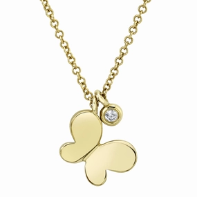 Shy Creation 0.02Ct Diamond Bezel Butterfly Necklace SC55009037