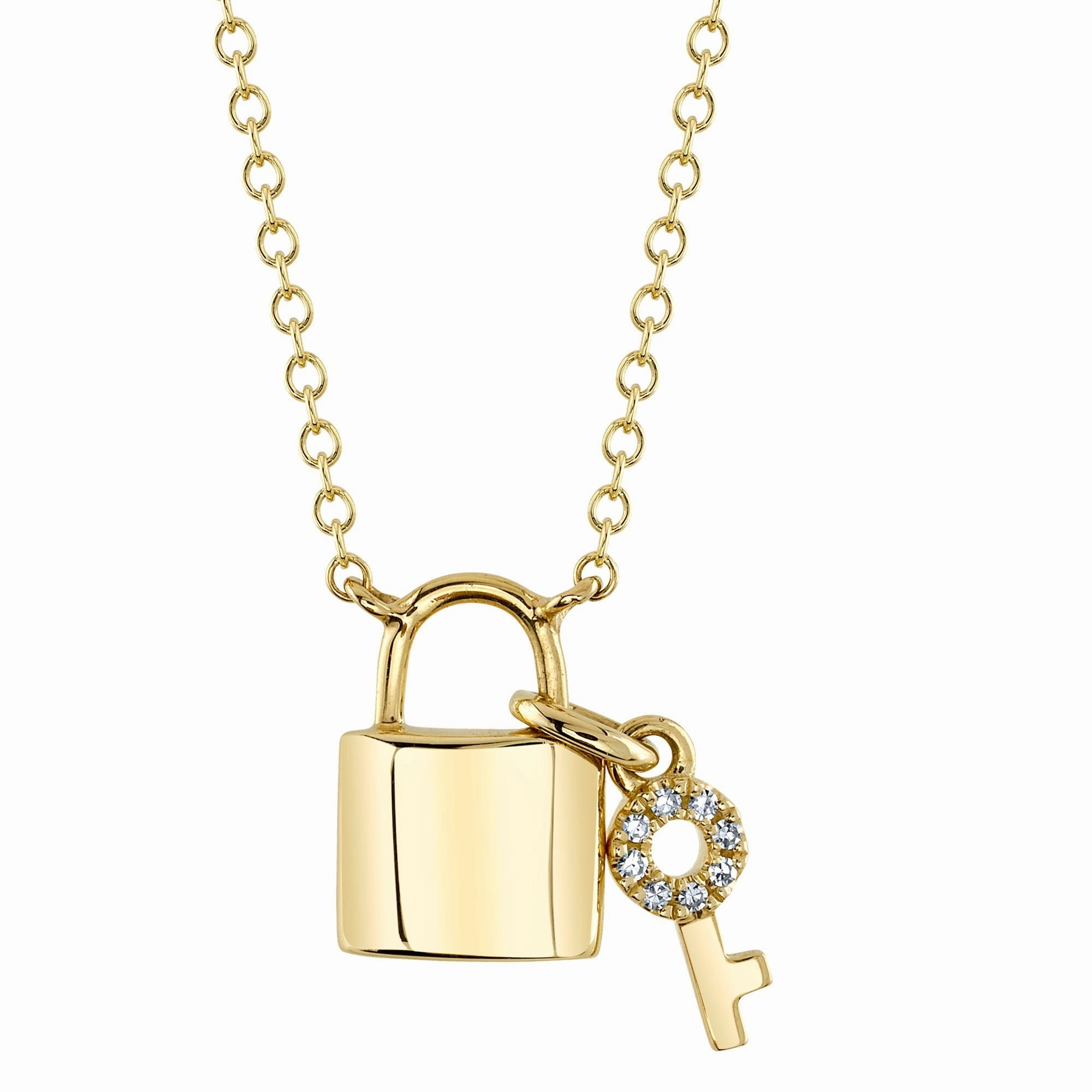 Shy Creation 0.02Ct Diamond Lock & Key Necklace SC55024796