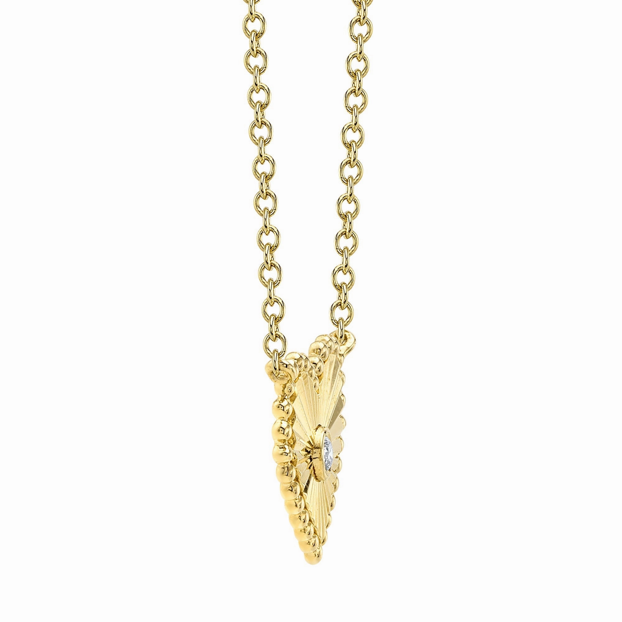 Shy Creation 0.02Ct Diamond Ribbed Bezel Heart Necklace SC55026096