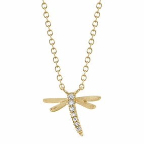 Shy Creation 0.03Ct Diamond Dragonfly Matte Necklace SC55020407V2