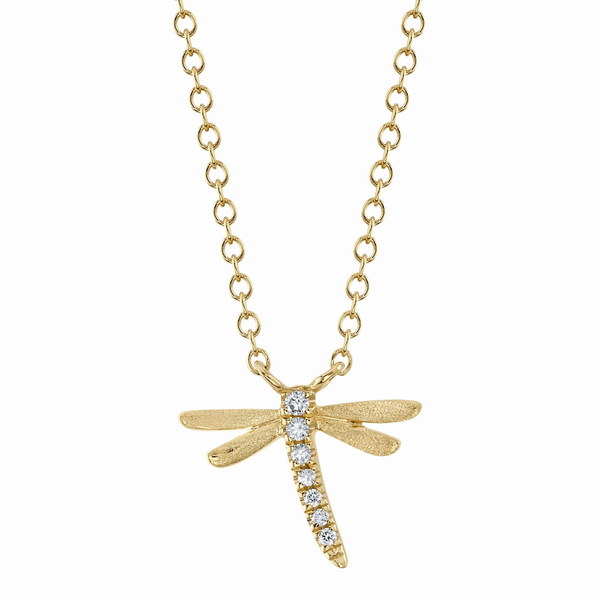 Shy Creation 0.03Ct Diamond Dragonfly Matte Necklace SC55020407V2