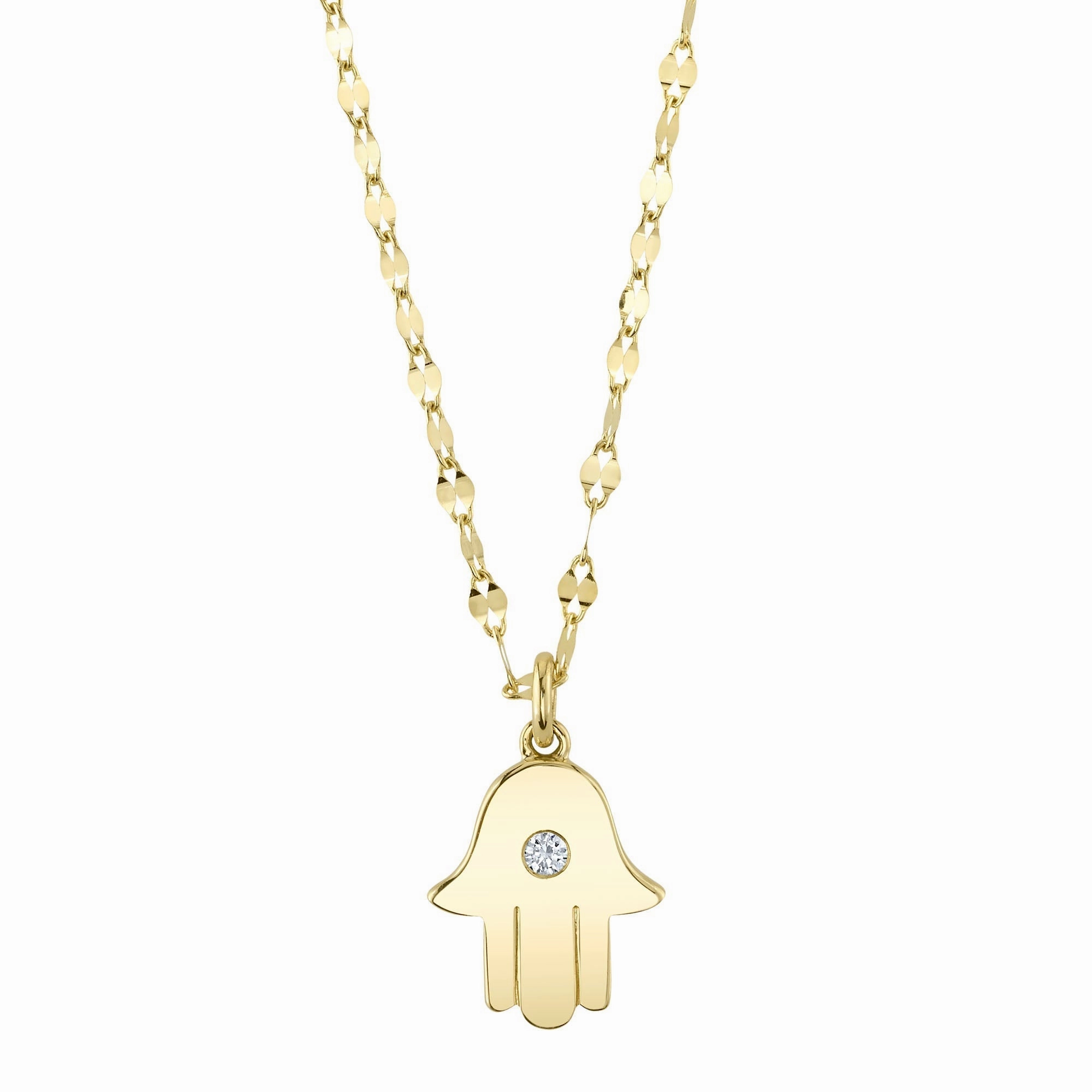 Shy Creation 0.03Ct Diamond Hamsa Sparkle Chain Necklace SC55025612