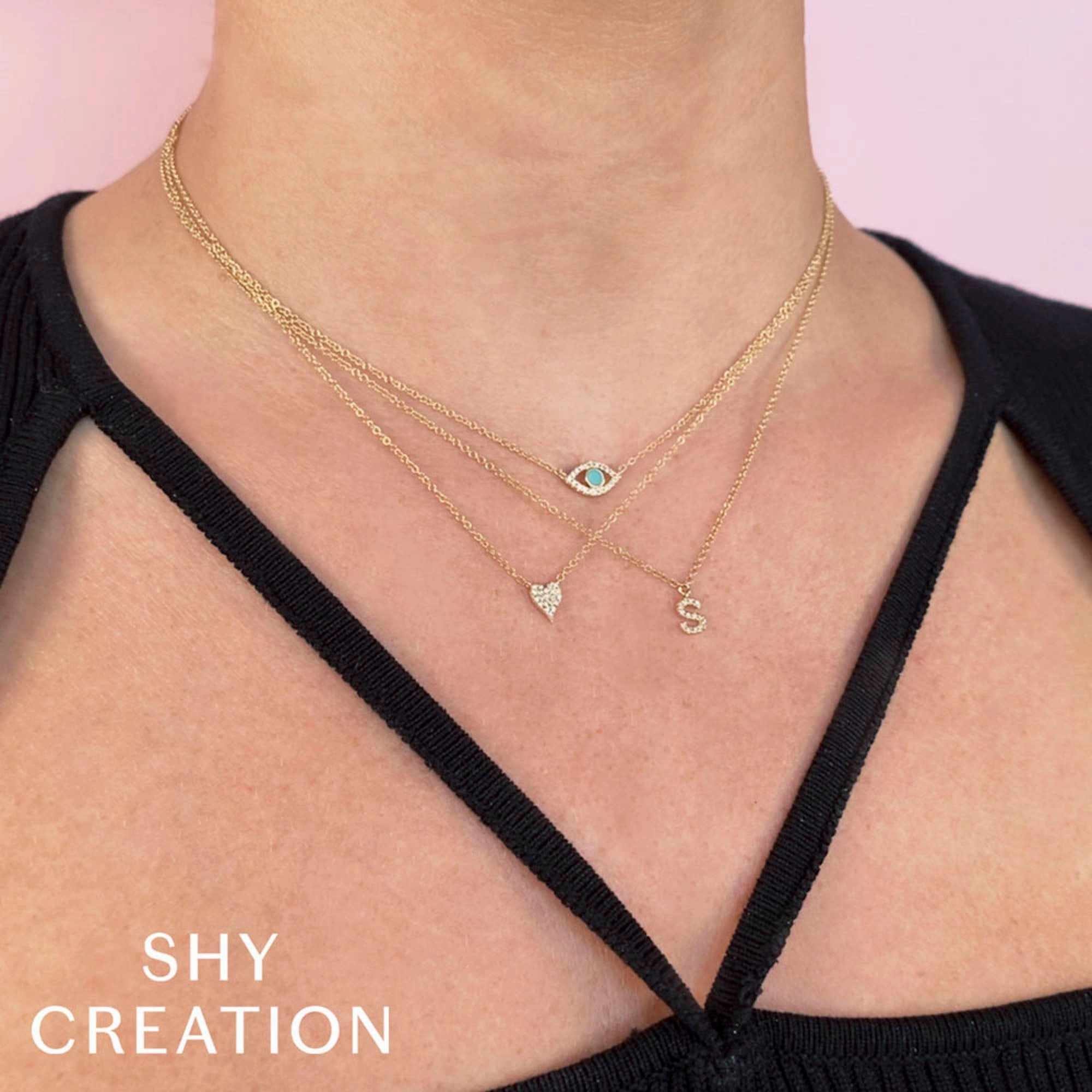 Shy Creation 0.03Ct Diamond Necklace - Initial T SC55007904-T