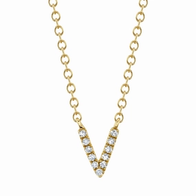 Shy Creation 0.03Ct Diamond Necklace - Initial V SC55007904-V