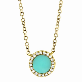 Shy Creation 0.04Ct Diamond & 0.33Ct Composite Turquoise Necklace SC55003115