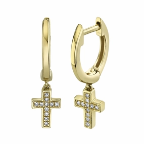 Shy Creation 0.04Ct Diamond Cross Huggie Earring SC22007660
