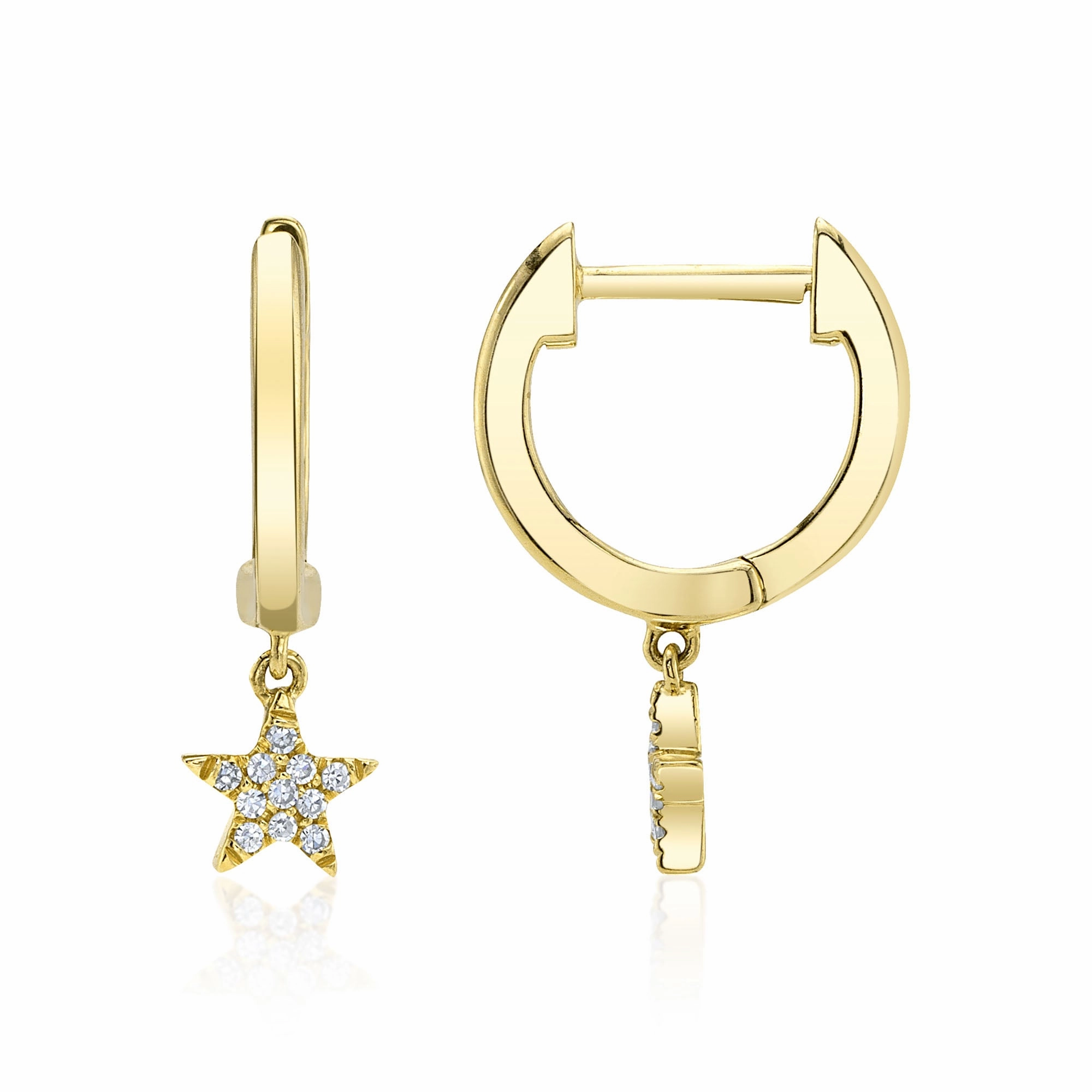 Shy Creation 0.04Ct Diamond Star Huggie Earring SC22004812V2
